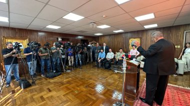 SAO PAULO (SP), Brezilya 11 / 06 / 2024 Sao Paulo Şehir Konseyi Başkanı Milton Leite, organize suç ve Belediye Başkan Yardımcısı Ricardo Nunes 'in tanımı hakkında noktaların netleştirilmesini amaçlayan basın toplantısında 