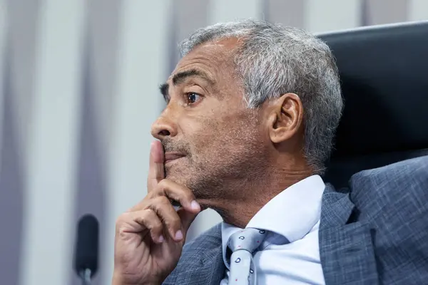 stock image Brasilia (DF), Brazil 12/06/2024 Senator Romario, during Cesp - Request from the Sports Commission in the Federal Senate, in the city of Brasilia, this Wednesday, June 12, 2024.