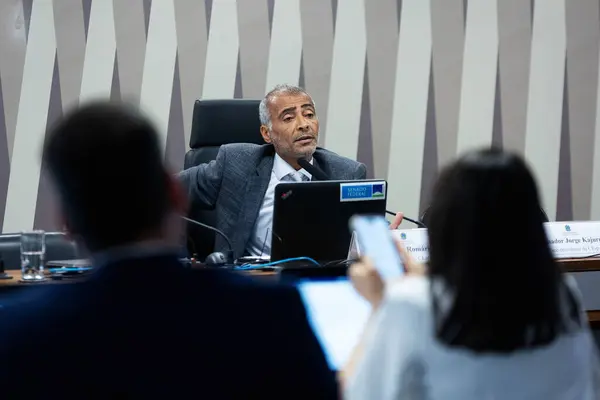 Stock image Brasilia (DF), Brazil 12/06/2024 Senator Romario, during Cesp - Request from the Sports Commission in the Federal Senate, in the city of Brasilia, this Wednesday, June 12, 2024.