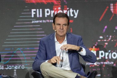 RIO DE JANEIRO (RJ), 06 / 13 / 2024: Rio de Janeiro Belediye Başkanı Eduardo Paes, FII Öncelik Zirvesi sırasında, dünyanın en büyük yatırım etkinliklerinden biri olan.