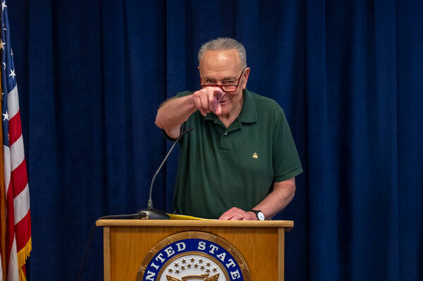 (NEW) Senator Schumer Calls For Bill To Ban Bump Stocks After Supreme Court Ruling. June 16, 2024, New York, USA: Senate Majority Leader, U.S. Senator Chuck Schumer (D-NY) announces a plan for a Senate vote to restore the bump stock ban 