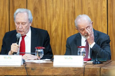 Brasilia (DF), 06.17.2024: Adalet ve Kamu Güvenliği Bakanı Ricardo Lewandowski ve Brezilya Cumhuriyeti Cumhurbaşkanı Luiz Inacio Lula da Silva, BNDES ve MJSP arasında imzalanan Sözleşme törenine katıldılar.. 