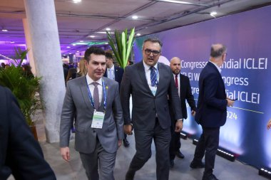 Sao Paulo (SP), 06 / 18 / 2024: Jader Barbalho Filho kentlerinin bakanı, çok sayıda yetkilinin katılacağı ve Ibirapuera Park 'ta düzenlenecek olan ICLEI 2024 Dünya Kongresine geldi.. 