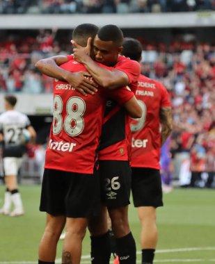 CURITIBA (PR), 06 / 23 / 2024: Atletico ve Corinthians arasında oynanan ve Brezilya Serisi A Şampiyonası 'nın 11. turu için geçerli olan maçta Christian golünü kutluyor. 