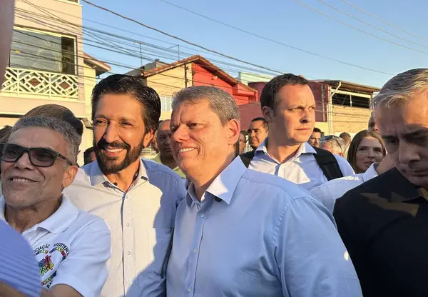 SAO PAULO (SP), 06 / 21 / 2024: Sao Paulo Tarcisio de Freitas kentinin Valisi, Sao Paulo şehrinin Güney Bölgesi 'nde düzenlenen bir etkinlikte Ricardo Nunes Belediye Başkan Yardımcısı adayı olduğunu duyurdu.. 