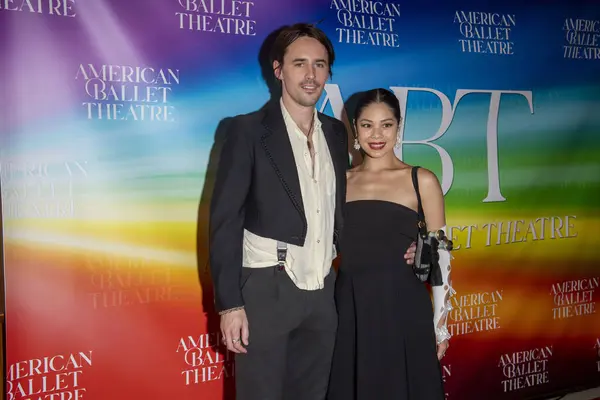 stock image June 25, 2024, New York, USA: Reeve Carney and Eva Noblezada attend the American Ballet Theatre New York Premiere of Woolf Works at The Metropolitan Opera. 