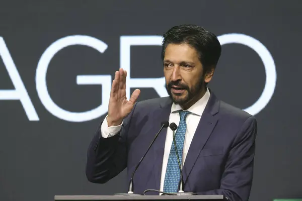 stock image Sao Paulo (SP), 06/27/2024: Ricardo Nunes, Mayor of the city of Sao Paulo at the opening ceremony of the Global Agribusiness Forum (GAF), which is the main global agribusiness forum. 