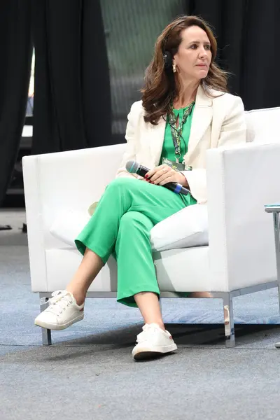 stock image Sao Paulo (SP), 06/27/2024: Socio-environmental specialist lawyer Samantha Pineda, during the Advanced Agricultural Practices panel, during the Global Agribusiness Forum (GAF). 