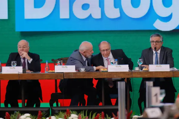 stock image Brasillia (DF), Brazil 06/27/2024 - The President of Brazil Luis Inacio Lula da Silva, the Vice-President of Brazil Geraldo Alckmin, during the 3rd Plenary Meeting of the Social Economic Development Council (CDESS)