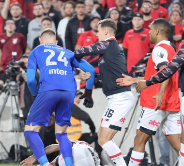 CURITIBA (PR), Brazil 07 / 03 / 3024 Athletico -PR kalecisi Leo Linck, Athletico -PR ve Sao Paulo arasında oynanan ve Brezilya Şampiyonası Serisi A 'nın 14. raundunda geçerli olan maçta elendi.