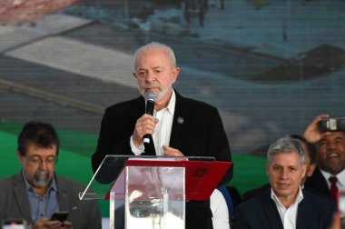 Sao Paulo (SP), Brezilya 07 / 05 / 2024 - Brezilya Cumhurbaşkanı Luis Inacio Lula da Silva, Paulista Siyaset, Ekonomi ve İş Okulu 'nun yeni akademik ve idari binasının açılış törenine katıldı