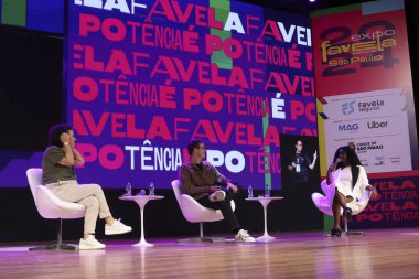 Sao Paulo (SP), 05 / 07 / 2024 - Expo Favela Innovation, varoşlardan girişimciler olan bir iş fuarı. Panel, bu hikaye nedir? Kenya Sade, Fabio Porchat ve Ana Fontes ile bir sohbet yaptı..