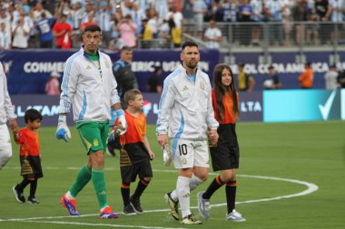Copa America Yarı Finali: Arjantin Kanada 'ya karşı. 9 Temmuz 2024, Doğu Rutherford, New Jersey, ABD: Arjantin ile Kanada arasındaki futbol maçı sırasında Arjantin Messi MetLife stadyumunda oynanan 2024 Copa America şampiyonası için geçerli