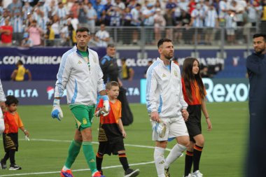 Copa America Yarı Finali: Arjantin Kanada 'ya karşı. 9 Temmuz 2024, Doğu Rutherford, New Jersey, ABD: Arjantin ile Kanada arasındaki futbol maçı sırasında Arjantin Messi MetLife stadyumunda oynanan 2024 Copa America şampiyonası için geçerli