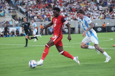Copa America Yarı Finali: Arjantin Kanada 'ya karşı. 9 Temmuz 2024, Doğu Rutherford, New Jersey, ABD: Arjantin ile Kanada arasındaki futbol maçı MetLife Stadyumu 'nda oynanan 2024 Copa America Yarı Finali için geçerli