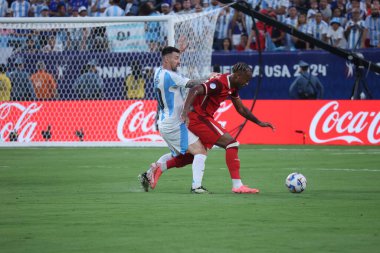 Copa America Yarı Finali: Arjantin Kanada 'ya karşı. 9 Temmuz 2024, Doğu Rutherford, New Jersey, ABD: Arjantin ile Kanada arasındaki futbol maçı sırasında Arjantin Messi MetLife stadyumunda oynanan 2024 Copa America şampiyonası için geçerli 