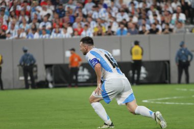 Copa America Yarı Finali: Arjantin Kanada 'ya karşı. 9 Temmuz 2024, Doğu Rutherford, New Jersey, ABD: Arjantin ile Kanada arasındaki futbol maçı sırasında Arjantin Messi MetLife stadyumunda oynanan 2024 Copa America şampiyonası için geçerli 