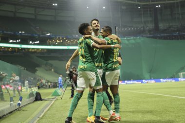 Sao Paulo (SP), 07 / 11 / 2024 - BRASILEIRO / PALMEIRAS vs ATLETICO-GO - Palmeiras oyuncusu Lopez, Palmeiras ve Atletico-GO arasında oynanan ve Brezilya Şampiyonası 'nın 16. turunda geçerli olan maçta golünü kutluyor.