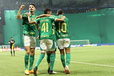 Sao Paulo (SP), 07 / 11 / 2024 - BRASILEIRO / PALMEIRAS vs ATLETICO-GO - Palmeiras oyuncusu Lopez, Palmeiras ve Atletico-GO arasında oynanan ve Brezilya Şampiyonası 'nın 16. turunda geçerli olan maçta golünü kutluyor.