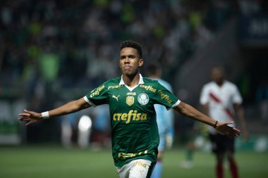 Sao Paulo (SP), 07 / 11 / 2024 - BRASILEIRO / PALMEIRAS - ATLETICO-GO - Estevao, Palmeiras ve Atletico-GO arasında oynanan ve Brezilya Şampiyonası 'nın 16. turu için geçerli olan maçta golünü kutluyor.