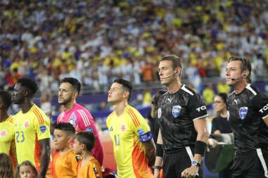 Copa America 2024 Final: Arjantin Kolombiya 'ya karşı. 14 Temmuz 2024, Miami, Florida, ABD: Arjantin ve Kolombiya arasındaki futbol maçında Arjantin Messi Miami 'deki Hard Rock stadyumunda Copa America şampiyonası finali için geçerlidir.