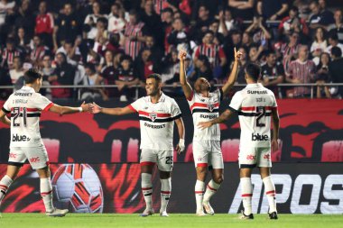 Sao Paulo (SP), 07 / 17 / 2024 - Sao Paulo 'lu Lucas 2024 Brezilya Şampiyonası' nın 17. raundunda Sao Paulo ve Gremio arasında oynanan maçta golünü kutluyor.