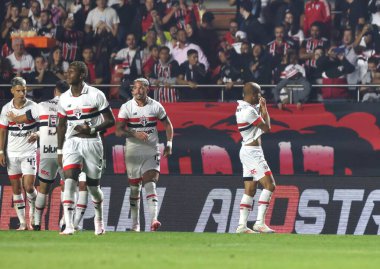 Sao Paulo (SP), 07 / 17 / 2024 - Sao Paulo 'lu Lucas 2024 Brezilya Şampiyonası' nın 17. raundunda Sao Paulo ve Gremio arasında oynanan maçta golünü kutluyor.