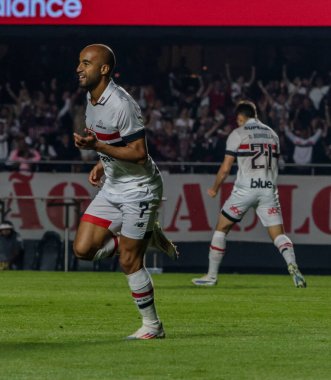 Sao Paulo (SP), 07 / 17 / 2024 - Sao Paulo 'lu Lucas 2024 Brezilya Şampiyonası' nın 17. raundunda Sao Paulo ve Gremio arasında oynanan maçta golünü kutluyor.