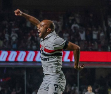 Sao Paulo (SP), 07 / 17 / 2024 - Sao Paulo 'lu Lucas 2024 Brezilya Şampiyonası' nın 17. raundunda Sao Paulo ve Gremio arasında oynanan maçta golünü kutluyor.