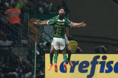 Sao Paulo (SP), 07/20/2024 - BRASILEIRO/PALMEIRAS VS CRUZEIRO - Flaco Lopez celebrates his goal in a match between Palmeiras and Cruzeiro, valid for the 18th round of the Brazilian Championship, on the night of this Saturday, July 20, 2024. clipart