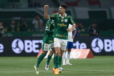 Sao Paulo (SP), 07 / 20 / 2024 - BRASILEIRO / PALMEIRAS vS CRUZEIRO - Flaco Lopez, Brezilya Şampiyonası 'nın 18. turu için geçerli olan Palmeiras ve Cruzeiro arasındaki maçta 20 Temmuz 2024 gecesi golünü kutluyor..
