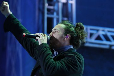 SAO PAULO (SP), Brazil 07/20/2024 - Singer Vitor Kley with his show inaugurates the main stage of Arena Parque Time Brasil, this Saturday (20), at the Fan Fest of the Paris Olympic Games , held in the city of Sao Paulo clipart