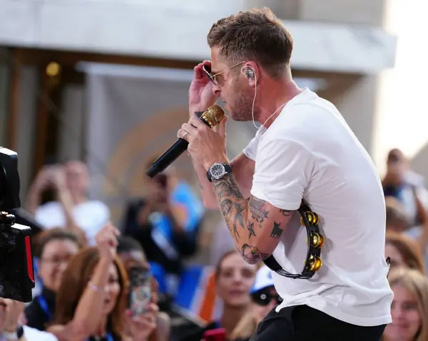 stock image OneRepublic Performs Live on the Today Show July 19, 2024, New York, USA: Ryan Tedder of OneRepublic delivered an outstanding performance on the Today Show at Rockefeller Center this morning. 