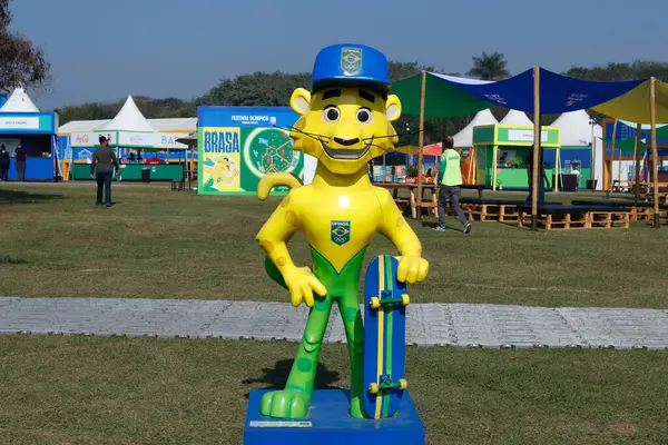 stock image SAO PAULO (SP), 07/20/2024 - FAN FEST PARQUE TIME BRASIL - Mascot Ginga, Parque Time Brasil Olympic Festival, the Fan Fest of the Paris Olympic Games, held in the city of Sao Paulo, Brazil. 