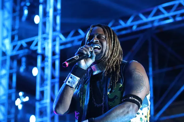 stock image SAO PAULO (SP), Brazil 07/20/2024 - Singer Toni Garrido with his show inaugurates the main stage of Arena Parque Time Brasil, this Saturday (20), at the Fan Fest of the Paris Olympic Games , held in the city of Sao Paulo