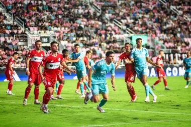 Miami FC, Chicago Fire FC 'ye karşı. 20 Temmuz 2024, Fort Lauderdale, Florida, ABD: Fort Lauderdale 'deki Chase Stadyumu' nda MLS sırasında Miami ve Chicago İtfaiyesi arasında oynanan futbol maçı.