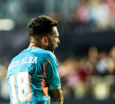 Miami FC, Chicago Fire FC 'ye karşı. 20 Temmuz 2024 'te Fort Lauderdale, Florida, ABD: Fort Lauderdale' deki Chase Stadyumu 'nda oynanan MLS maçında Miami ile Chicago İtfaiyesi arasındaki maçta J. Alba' nın (Miami Arası) golünün kutlanması.