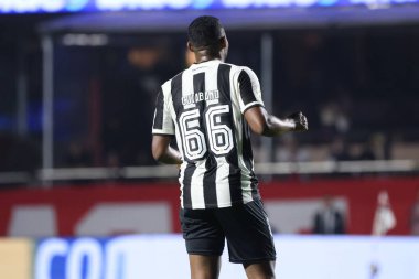 Sao Paulo (SP), Brezilya 07 / 24 / 2024 - Cuiabano do Botafogo gol attı ve A serisi 2024 Brezilya Şampiyonası 'nda Sao Paulo ile Botafogo arasında oynanan karşılaşmada golünü kutladı.