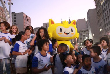 RIO DE JANEIRO (RJ), 07/25/2024 - Lighting ceremony of the Rio 2016 Olympic Pyre, which takes place in Candelaria, Central region of Rio de Janeiro. With the presence of students from the municipal network, celebrities. clipart