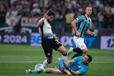 Sao Paulo (SP), Brezilya 07 / 25 / 2024 - Brezilya Şampiyonası 'nın 19. turu için geçerli olan Corinthians ve Gremio arasındaki maç, bu Perşembe gecesi, 25 Temmuz 2024, Sao Paulo-SP' deki Neo Quimica Arena 'da. 