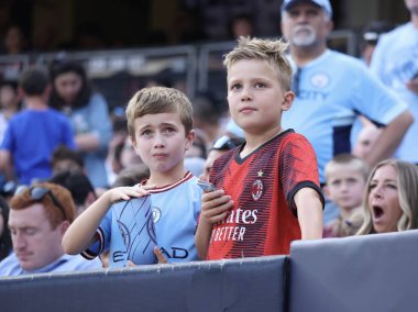 Manchester City, AC Milan 'a karşı, 27 Temmuz 2024, Bronx, New York, ABD: Bu beklenen uluslararası kapalı gişe Yankees Stadyumu' nda The Citizen ve Milan arasında oynanan ve insanların Haaland gibi en sevdikleri oyuncuları izlemekten zevk aldıkları futbol maçı. 