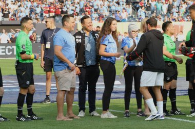 Manchester City ve Milan Friendly. 27 Temmuz 2024, New York, ABD: İngiltere 'nin Manchester City ile İtalya' nın AC Milan takımları arasında 27 Temmuz Cumartesi günü New York Yankee Stadyumu 'nda oynanması beklenen uluslararası futbol müsabakası. 
