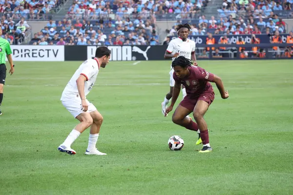 stock image Manchester City vs AC Milan, July 27, 2024, The Bronx, New York, USA: This anticipated international sold out soccer game  between The Citizen and Milan at Yankees Stadium where people enjoying watching their favorite players such as Haaland. 