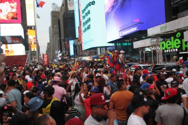 Venezuelans Protest For Freedom and Free Elections at Times Square-New York. July 28, 2024, New York, USA clipart