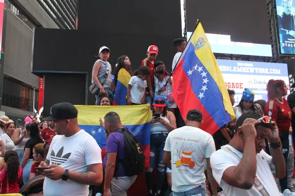 stock image Venezuelans Protest For Freedom and Free Elections at Times Square-New York. July 28, 2024, New York, USA