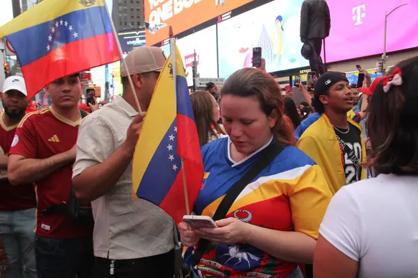 stock image Venezuelans Protest For Freedom and Free Elections at Times Square-New York. July 28, 2024, New York, USA