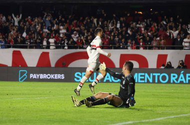 Sao Paulo (SP), Brezilya 07 / 30 / 2024 Sao Paulo oyuncusu Calleri, Copa do Brasil finalinin ilk etabında Sao Paulo ve Goias arasında oynanan maçta golünü atıyor ve bunu kutluyor.