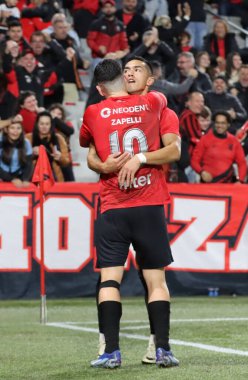 CURITIBA (PR) Brazil 07 / 31 / 2024 Zapelli Athletico Paranaense takımından ve Bragantino 'ya karşı oynadığı ve Copa do Brasil' in 16 raundunun ilk ayağı için geçerli olan maçta golünü kutluyor.