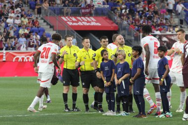 Red Bull Leipzig, Aston Villa Friendly 'e karşı. 31 Temmuz 2024, Harrison, New Jersey: Red Bull Leipzig ile Aston Villa arasında 31 Temmuz Çarşamba günü Harrison, New Jersey 'deki Red Bull Arena' da oynanan dostça futbol maçı.