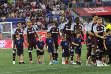 Red Bull Leipzig, Aston Villa Friendly 'e karşı. 31 Temmuz 2024, Harrison, New Jersey: Red Bull Leipzig ile Aston Villa arasında 31 Temmuz Çarşamba günü Harrison, New Jersey 'deki Red Bull Arena' da oynanan dostça futbol maçı.